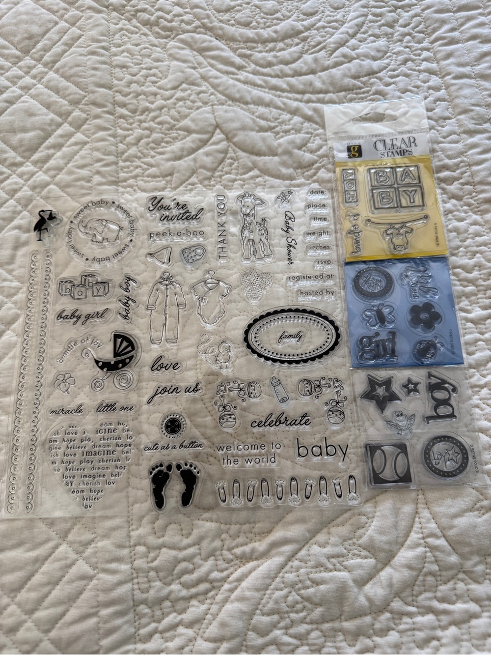 Clear Baby-Themed Craft Stamp Set